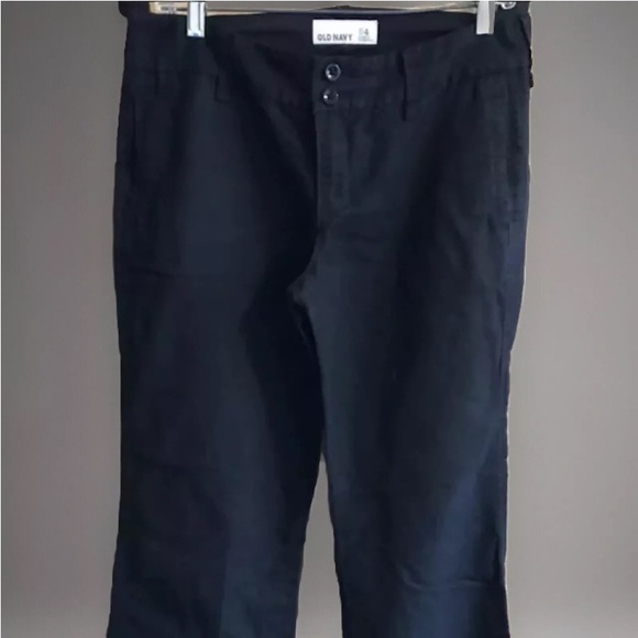 Old Navy Black Mid-Rise Cropped Linen-Blend Pants size 4 Double Button. - Picture 1 of 6